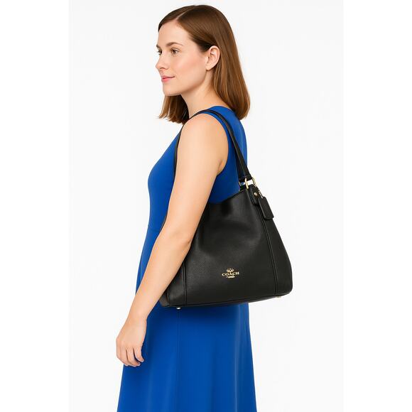 Coach Edie Shoulder Bag In Black Style No. 57122 $474 Retail - Picture 1 of 11